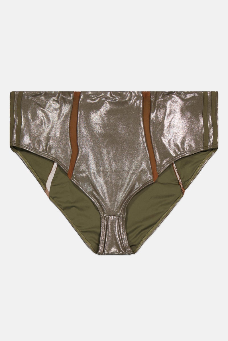 Adidas x Ivy Park Women Plus Size Metallic Bikini Bottom, Olive - Image 1